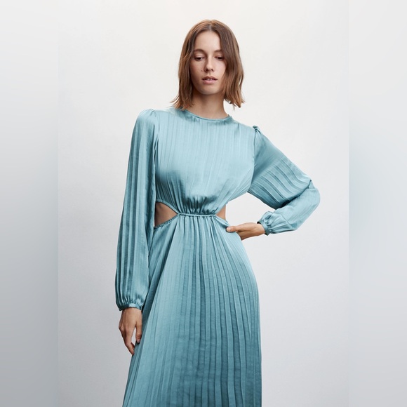 MANGO Evening Dress 'Simona' in Pastel Blue size Small/4 - Picture 1 of 8